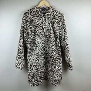 ROAMAN'S Brown & Beige Leopard Animal Print Button Up Tunic Blouse Top Sz. 24W